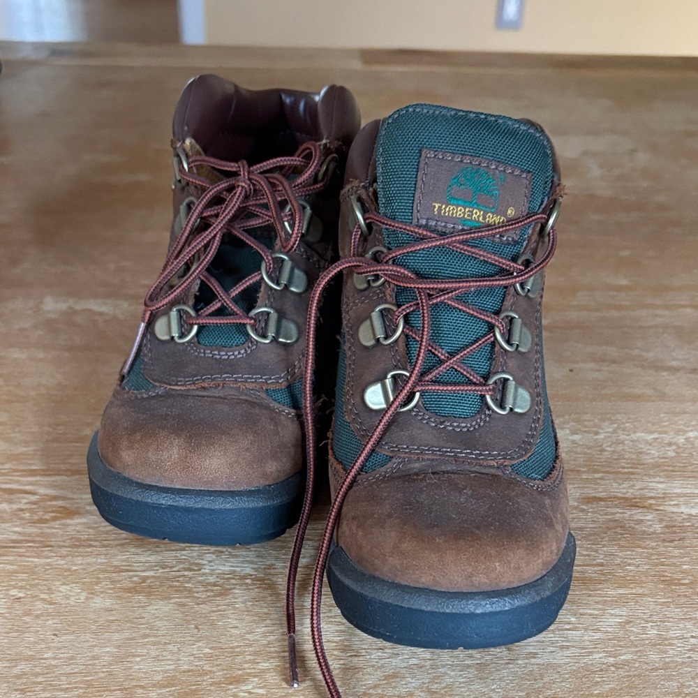 Timberland J Crew Kids Brown and Dark Green Boots